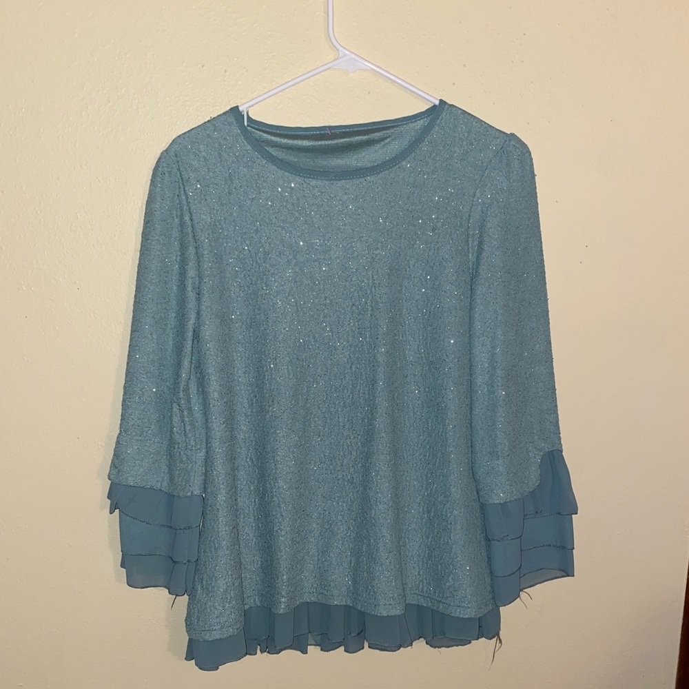 Teal shimmery blouse